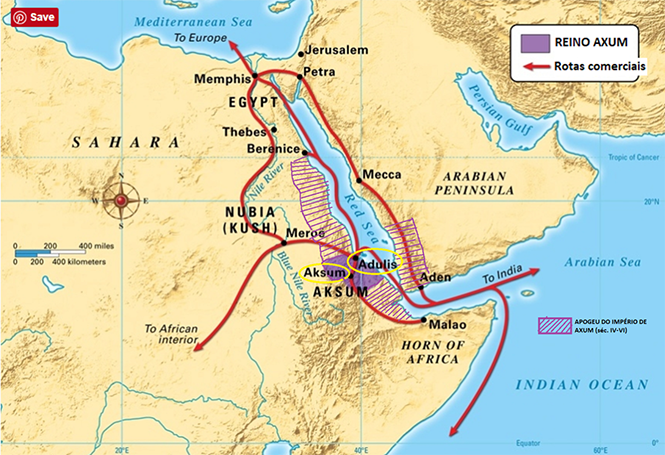 mapa del reino de aksum